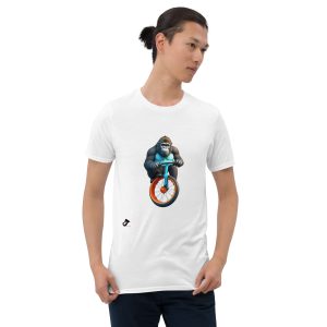 Maglietta unisex a maniche corte - Gorilla con monociclo 3